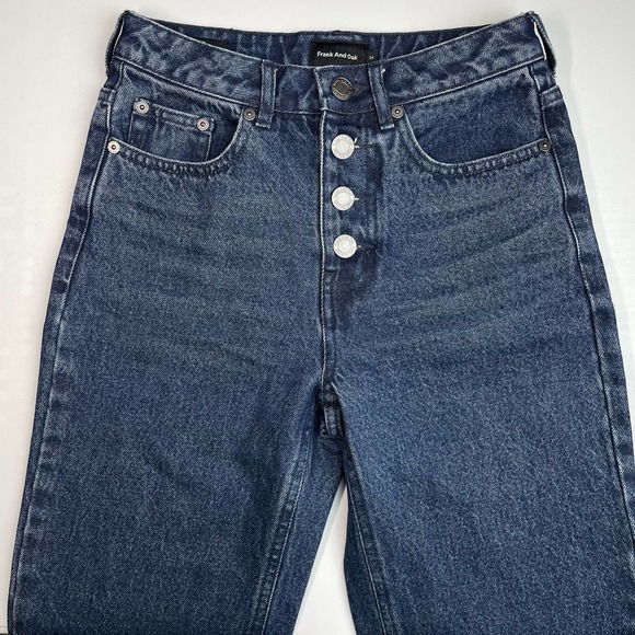 FRANK & OAK The Stevie Tapered Button Fly Jean Sz 24 Raw Hem - Picture 3 of 8